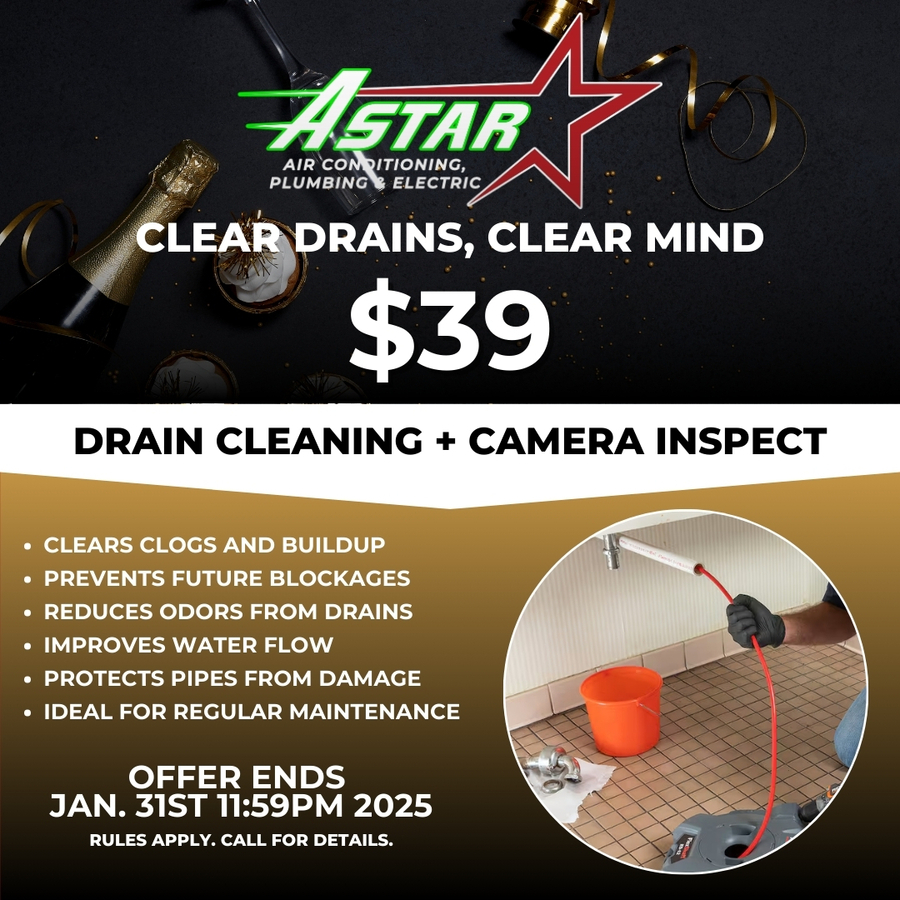 $39 Drain Cleaning + Camera Inspect OFFER