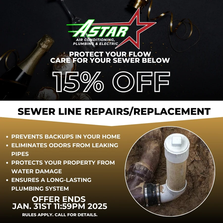 New year Deal 15% OFF Sewer Line Repair replacement